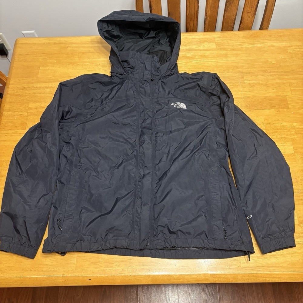 The North Face Rain Jacket Womens Size L Large Black HyVent Windbreaker Hooded